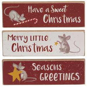 Merry Little Christmas Mouse Skinny Block, 3 Asstd. #36292