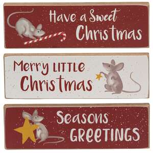 Merry Little Christmas Mouse Skinny Block, 3 Asstd. #36292