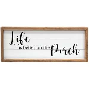 Life Is Better on the Porch Framed Shiplap Sign