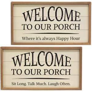 Welcome to Our Porch Framed Shiplap Sign, 2 Asstd. #36300
