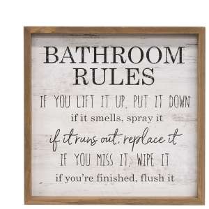 Bathroom Rules Distressed Look Framed Sign #36379