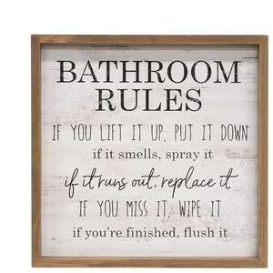 Bathroom Rules Distressed Look Framed Sign