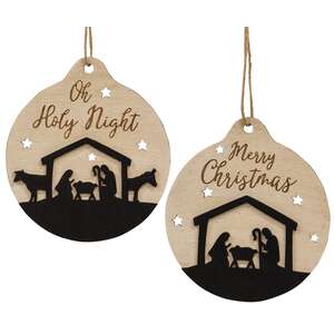 Oh Holy Night Silhouette Bulb Ornament, 2 Asstd.
