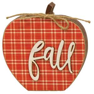 Red Plaid "Fall" Apple Chunky Sitter
