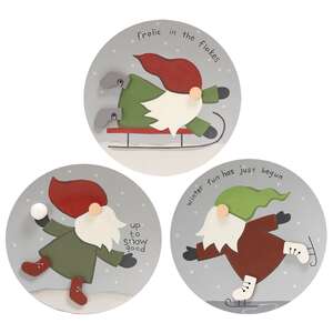 Frolic in the Flakes Gnome Plate, 3 Asstd.