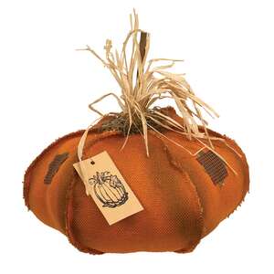 Orange Burlap Patches Pumpkin, 15"