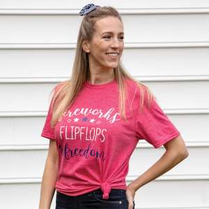 Fireworks Flipflops Freedom T-Shirt, Heather Red L100