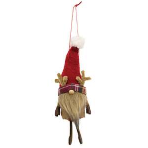 Red Reindeer Gnome Felted Ornament