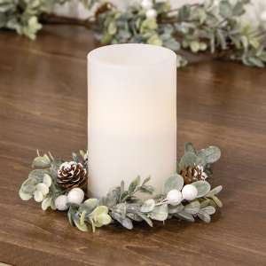 Holiday Ombre Boxwood & Berry Candle Ring, 2.5" 18186