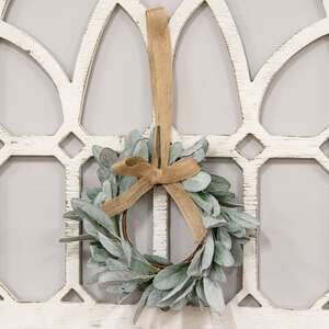 Frosted Lamb's Ear Wreath w/Burlap Bow Hanger;