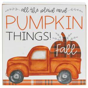 All The Plaid and Pumpkin Things Box Sign;