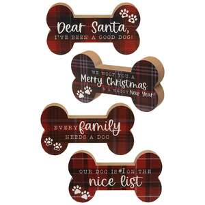 Every Family Needs a Dog Plaid Chunky Bone Sitter, 4 Asstd.