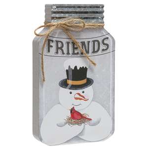 Friends Snowman Chunky Mason Jar Sitter