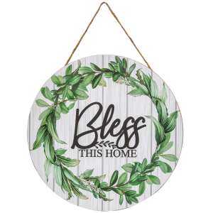 Bless This Home Slat Look Floral Sign #36225