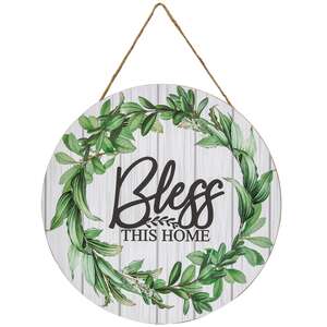Bless This Home Slat Look Floral Sign;