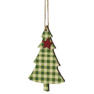 Green Plaid Christmas Tree With Star Ornament #36427