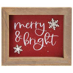 Merry & Bright Snowflakes Framed Sign