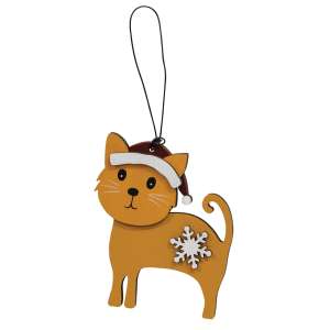 Snowflake Cat With Santa Hat Ornament #36605