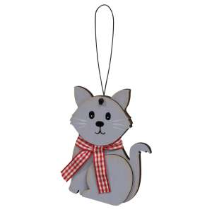 Gray Cat With Scarf Ornament #36607