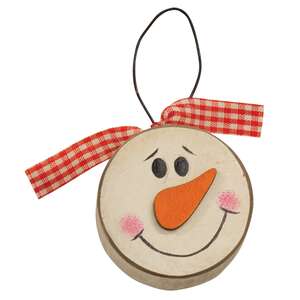 Chunky Snowman Head Ornament, 2"