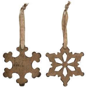 Distressed Wooden Snowflake Ornament, 2 Asstd.