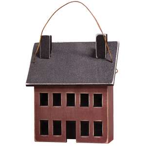 Mini Burgundy Saltbox House Ornament #36665