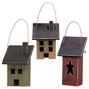 Mini Saltbox House Ornament, 3 Asstd.