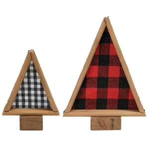 2/Set, Buffalo Check Nesting Felt & Wood Trees
