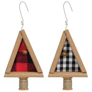 Wood & Plaid Felt Christmas Tree Ornament, 2 Asstd. #36675