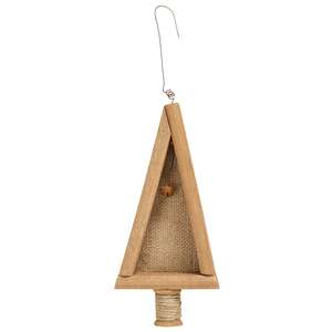 Burlap & Wood Christmas Tree Ornament;