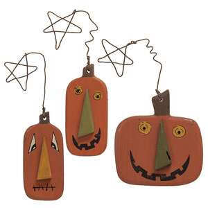 Wire Star Jack O Lantern Ornaments, 3/Set