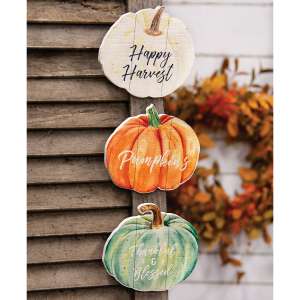 Fall Watercolor Pumpkin Wood Sitter, 3 Asstd. 65270
