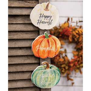 Fall Watercolor Pumpkin Wood Sitter, 3 Asstd. 65270;