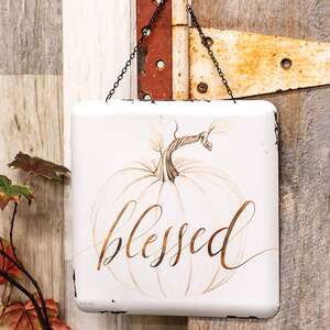 Blessed Pumpkin Enamel Hanging Sign 65294;