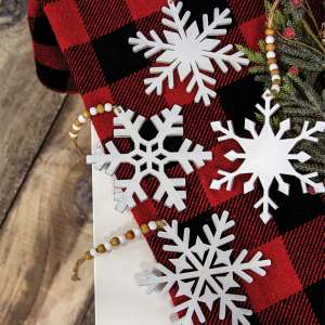 White Wood Snowflake Beaded Ornament, 4 Asstd. 65298