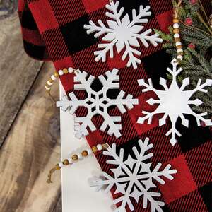 White Wood Snowflake Beaded Ornament, 4 Asstd. 65298;