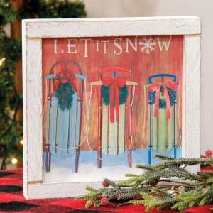 Let It Snow Sleds Wood Sign 65299