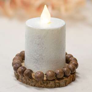 Wooden Dark Mini Bead Candle Ring 70106