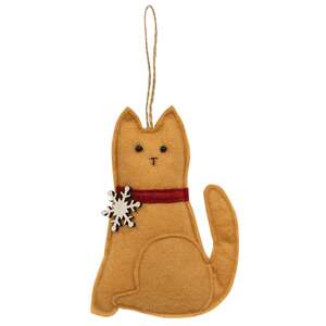 Snowflake Orange Cat Felt Ornament
