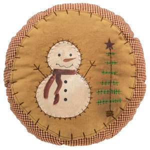 Primitive Gingham Snowman Pillow #CS38584