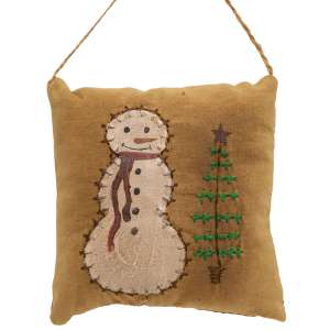Primitive Snowman Christmas Tree Pillow Ornament #CS38595
