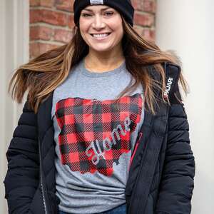 Ohio Buffalo Check T-Shirt, Heather Graphite L104XXL;
