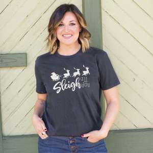 Sleigh All Day T-Shirt, Heather Dark Gray L45