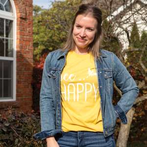 Bee Happy T-Shirt, Heather Yellow Gold L98XXL