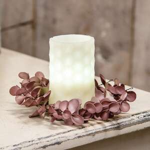 Burgundy Fall Ombre Eucalyptus Leaf Candle Ring 18205;