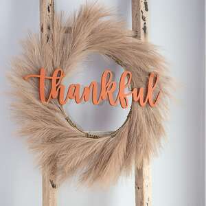 Orange "Thankful" Hanging Script Sign 36357;