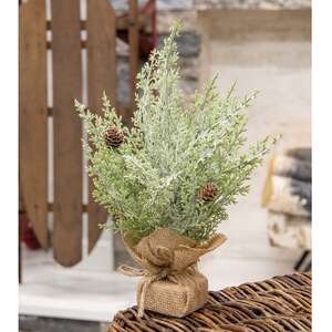 Frosted Woodland Cedar Tree w/Burlap Base, 12" 18273;
