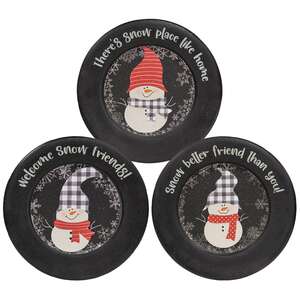 Snowman Rimmed Plate, 3 Asstd. #35598