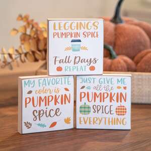 Pumpkin Spice Everything Square Block, 3 Asstd. 36183;