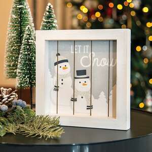 Let It Snow Framed Shiplap Snowman Sign 36261;